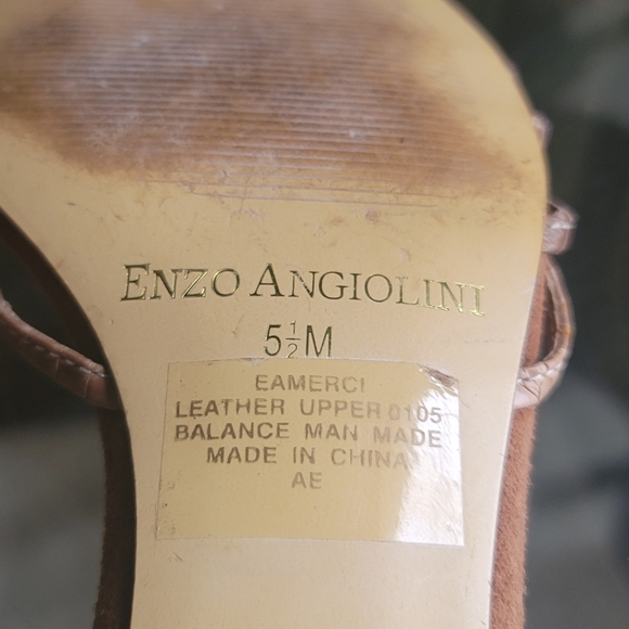 Enzo Angiolini Eamerci Brown Suede Crystal Flower Kitten Sandals - Picture 10 of 10